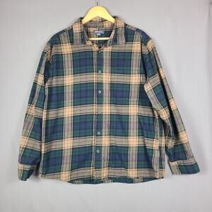 Eddie Bauer Flannel Blue Tan Classic Outdoors Cozy Cabincore Campcore Size XXL